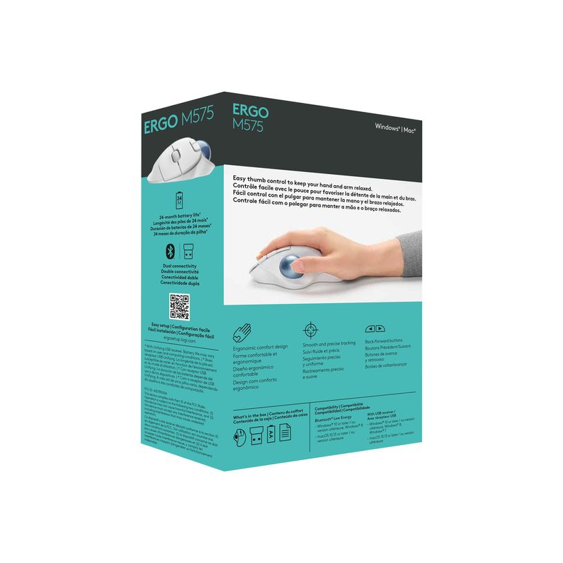 5099206092280-Logitech ERGO M575 - Souris Trackball sans fil - Bluetooth - ergonomique - blanc cassé-P_405185249_7-15