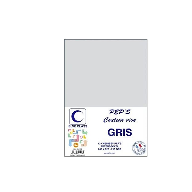 3416795912065-Elve Class Pep's - 12 chemises - 210 gr - 240 x 320 mm - gris-P_405185646_1-0