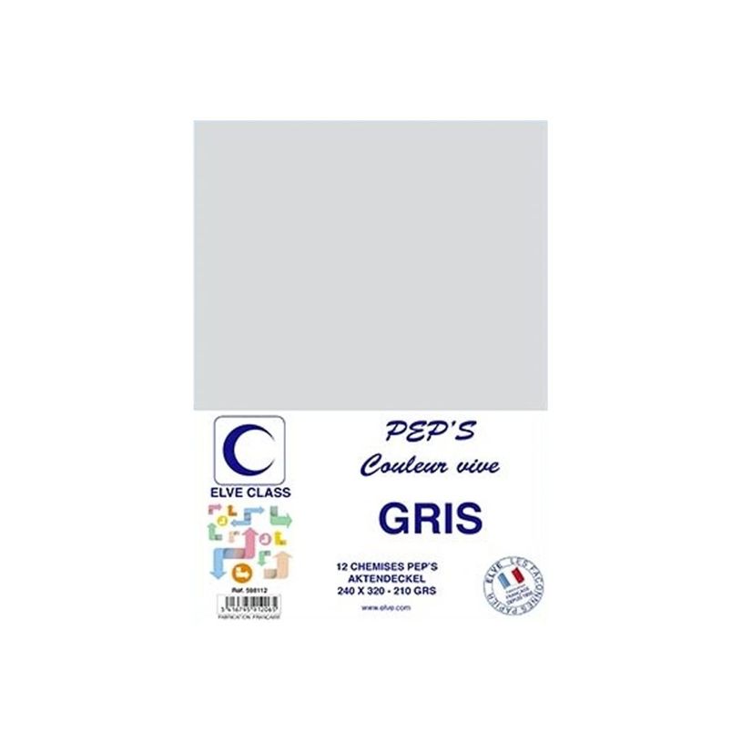 3416795912065-Elve Class Pep's - 12 chemises - 210 gr - 240 x 320 mm - gris-P_405185646_2-1