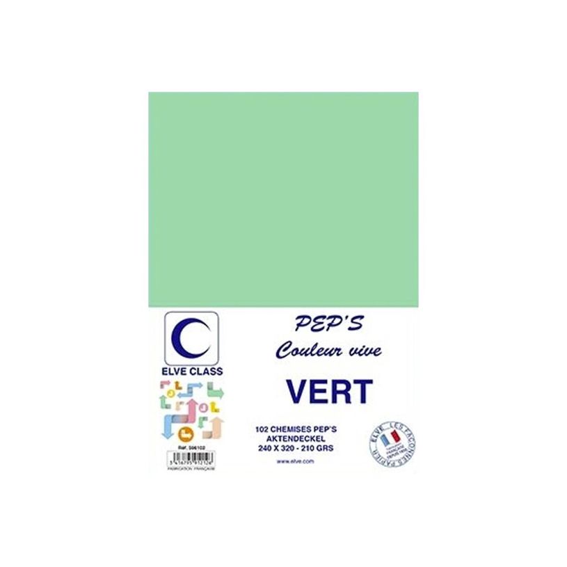 3416795912126-Elve Class Pep's -  102 chemises - 210 gr - 240 x 320 mm - vert vif-P_405185652_1-0