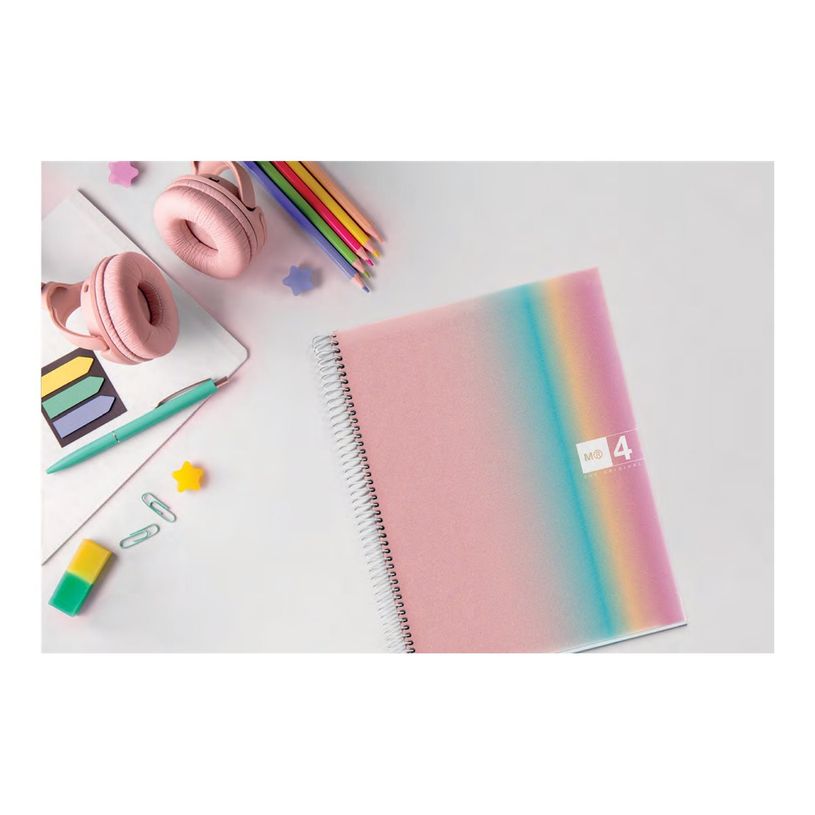 8422593040812-Notebook Aurora, Couverture souple, A4, quadrillage 5x5 mm, 120 feuilles de 4 couleurs, Mi-P_405185741_3-9
