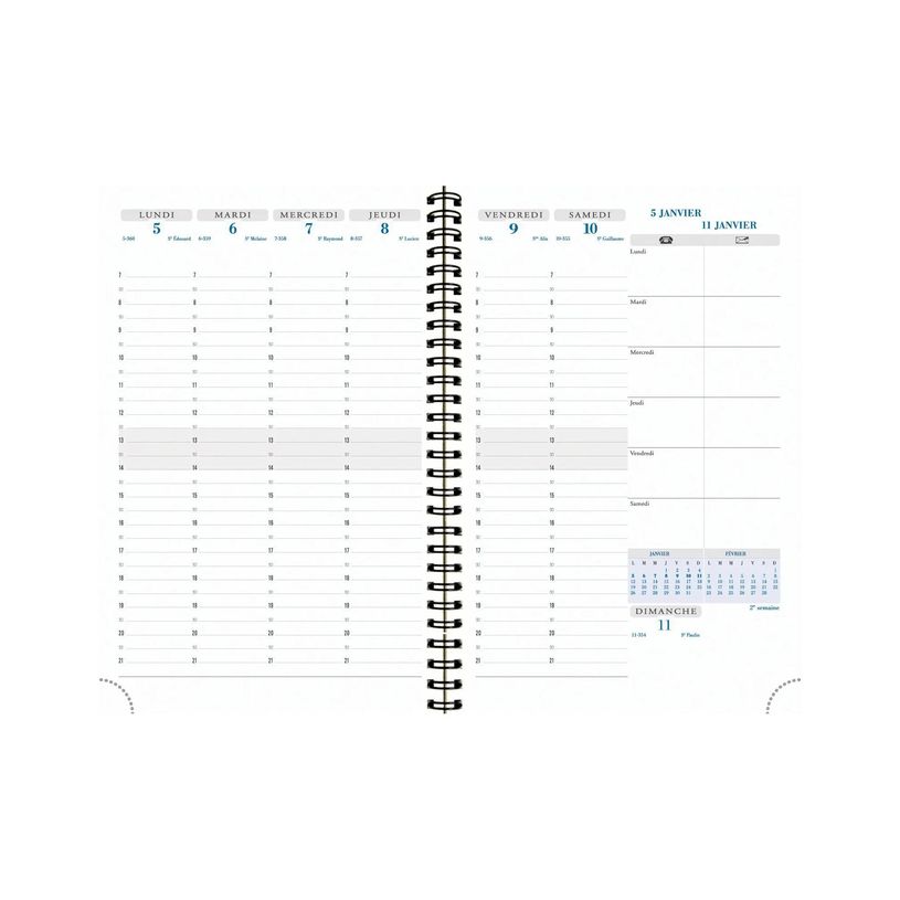 3660942086097-Agenda de bureau Kaa All in One Visuel Horizons 20S spiralé - 1 semaine sur 2 pages + 1 carnet de notes ligné - 15 x 21 cm ---3