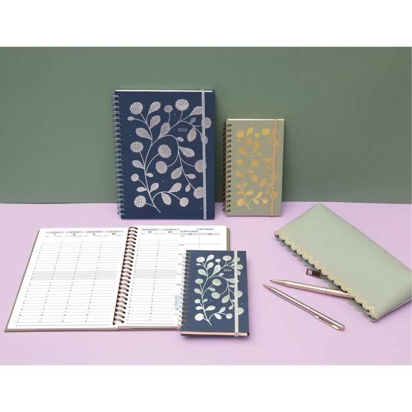 3660942086356-Calendrier mensuel avec feuillets détachables 13 x 23 cm sur support plaque imprimée Végétal 16 x 33 cm  - disponible dans différentes cou--1