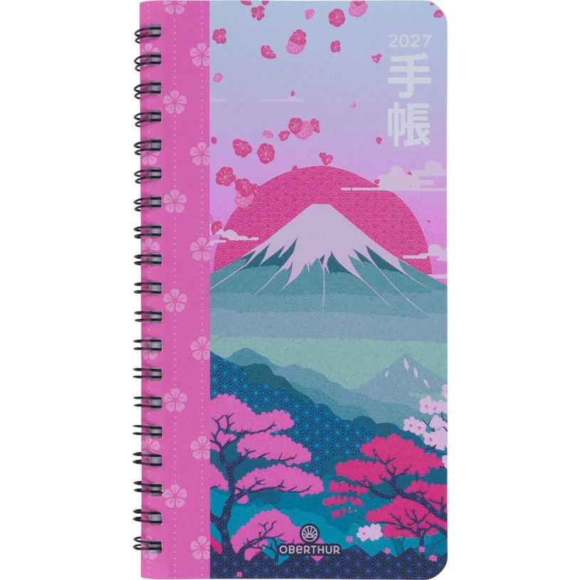 3664447232287-Agenda de poche spiralé Tokyo - 1 semaine sur 2 pages - 9,5 x 17 cm - montagne - Oberthur--0