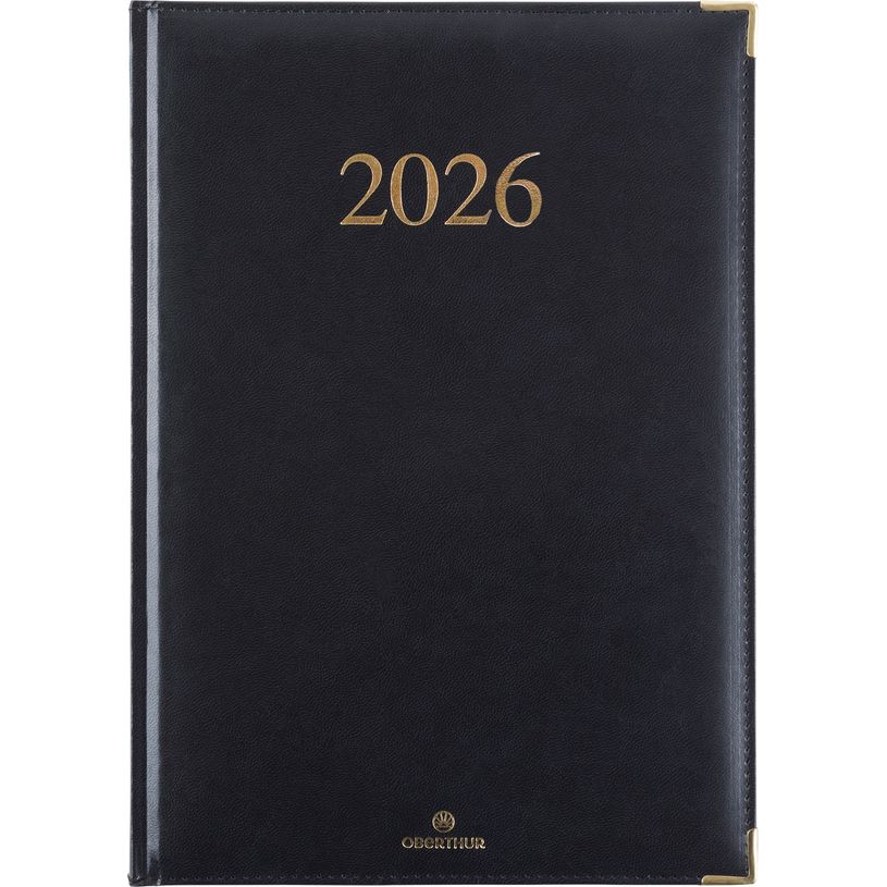 3664447206189-Agenda Kiev - 1 semaine sur 2 pages - 22 x 30 cm - noir - Oberthur--0