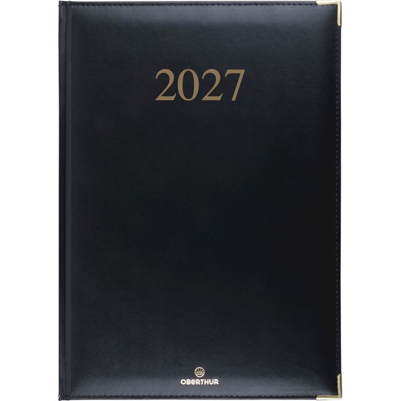 3664447229744-Agenda Kiev - 1 semaine sur 2 pages - 22 x 30 cm - noir - Oberthur--0