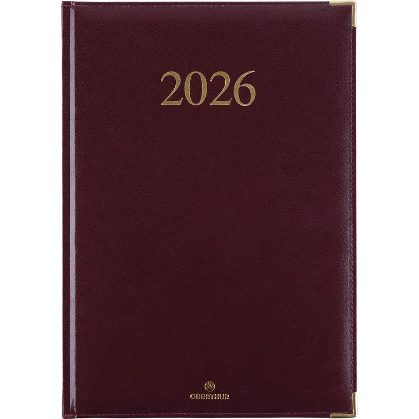 3664447206202-Agenda Kiev - 1 semaine sur 2 pages - 22 x 30 cm - bordeaux - Oberthur--0