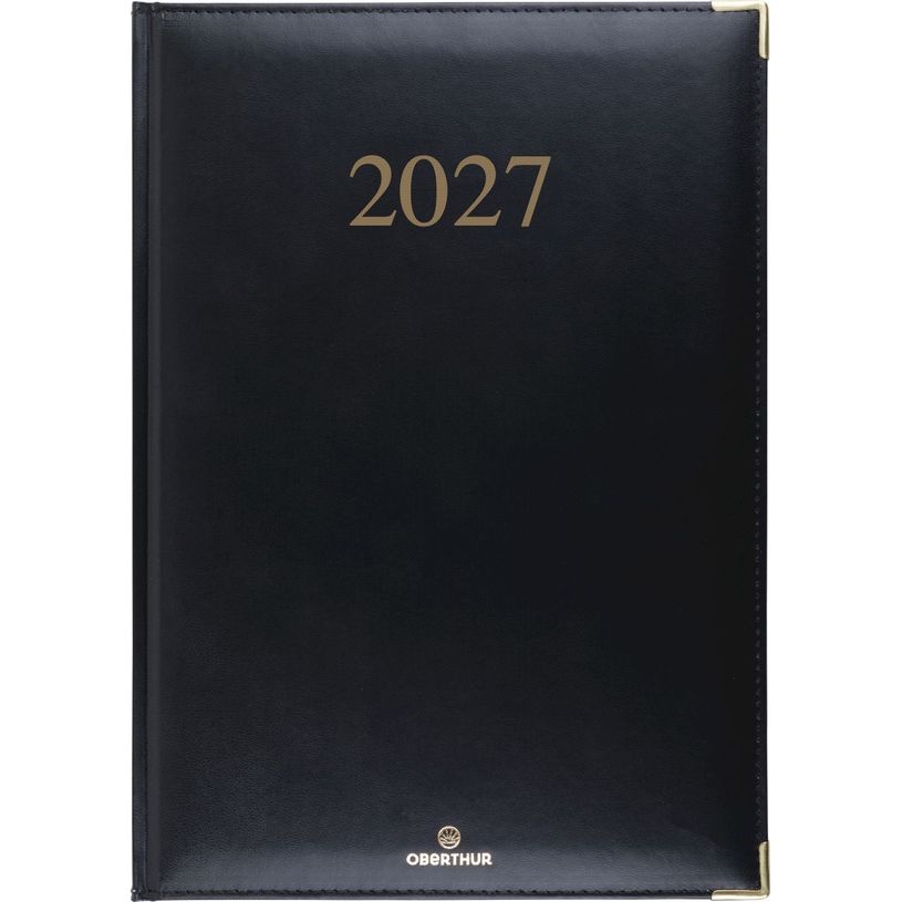 3664447229799-Agenda Kiev - 1 semaine sur 2 pages - 22 x 28 cm - noir - Oberthur--0