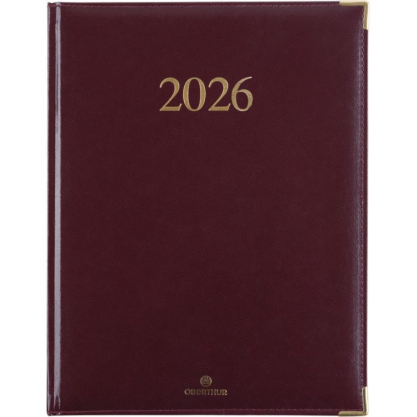 3664447206257-Agenda Kiev - 1 semaine sur 2 pages - 22 x 28 cm - bordeaux - Oberthur--0