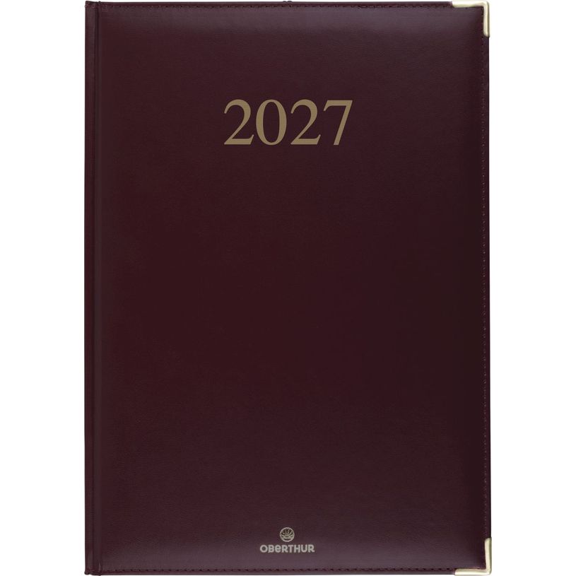 3664447229829-Agenda Kiev - 1 semaine sur 2 pages - 22 x 28 cm - bordeaux - Oberthur--0