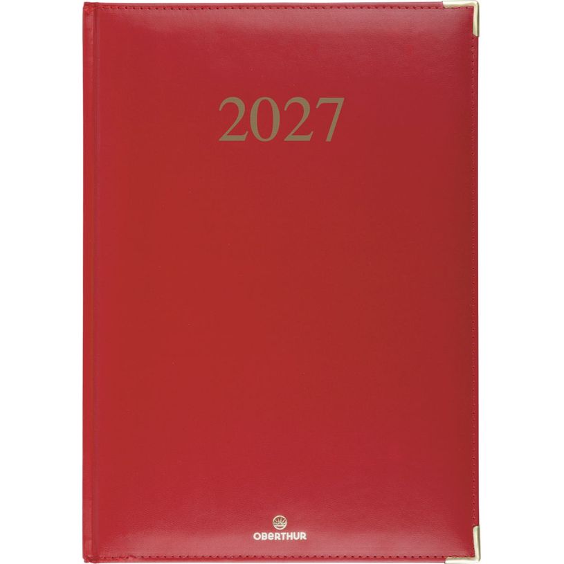 3664447229836-Agenda Kiev - 1 semaine sur 2 pages - 22 x 28 cm - rouge - Oberthur--0