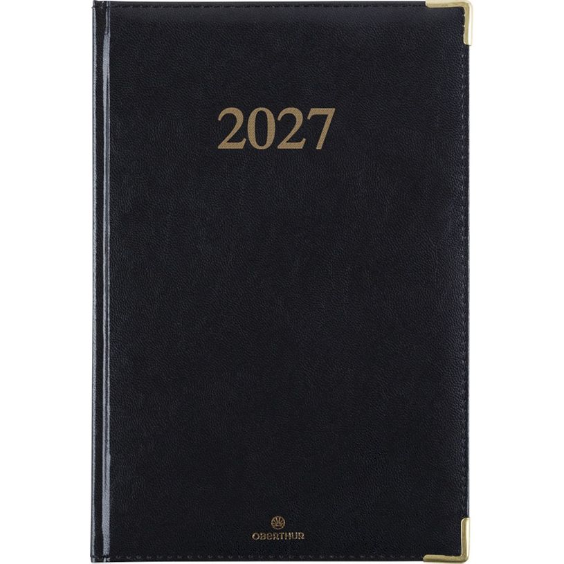 3664447229850-Agenda Kiev - 1 semaine sur 2 pages - 17 x 24,5 cm - noir - Oberthur--0