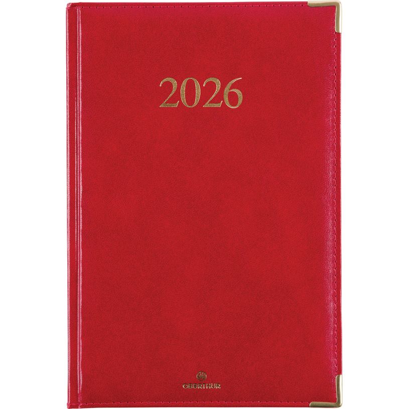 3664447206318-Agenda Kiev - 1 semaine sur 2 pages - 17 x 24,5 cm - rouge - Oberthur--0