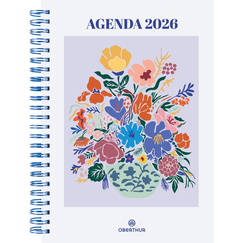 3664447208657-Agenda Flores - 1 semaine sur 2 pages - 15,5 x 21,5 cm - bleu - Oberthur--0