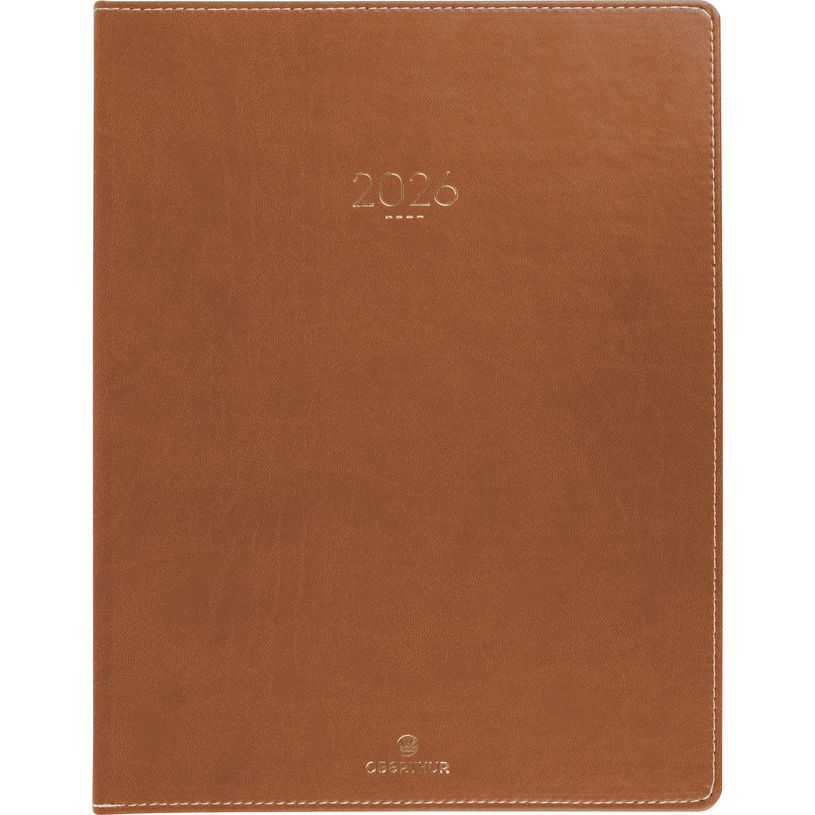 3664447207254-Agenda Eton - 1 semaine sur 2 pages - 22 x 28 cm - marron - Oberthur--0