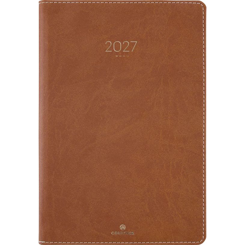 3664447230405-Agenda Eton - 1 semaine sur 2 pages - 17 x 24,5 cm - marron - Oberthur--0