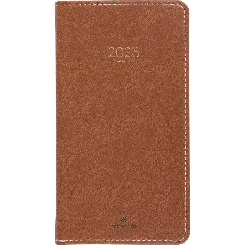 3664447207339-Agenda Eton - 1 semaine sur 2 pages - 9,5 x 17 cm - marron - Oberthur--0