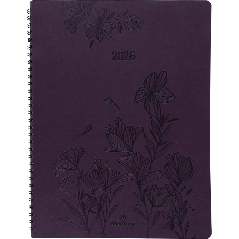 3664447204833-Agenda à spirale Primrose - 1 semaine sur 2 pages - 22 x 28 cm - lilas - Oberthur--0