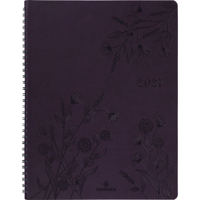 3664447229287-Agenda à spirale Primrose - 1 semaine sur 2 pages - 22 x 28 cm - violet - Oberthur--0