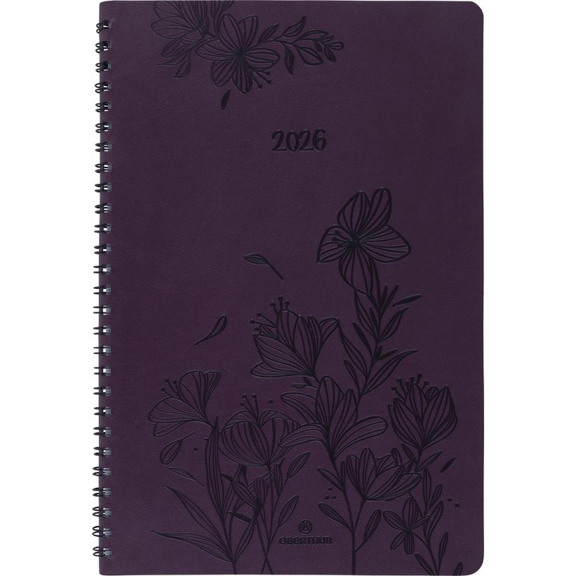 3664447204895-Agenda à spirale Primrose - 1 semaine sur 2 pages - 17 x 24,5 cm - lilas - Oberthur--0