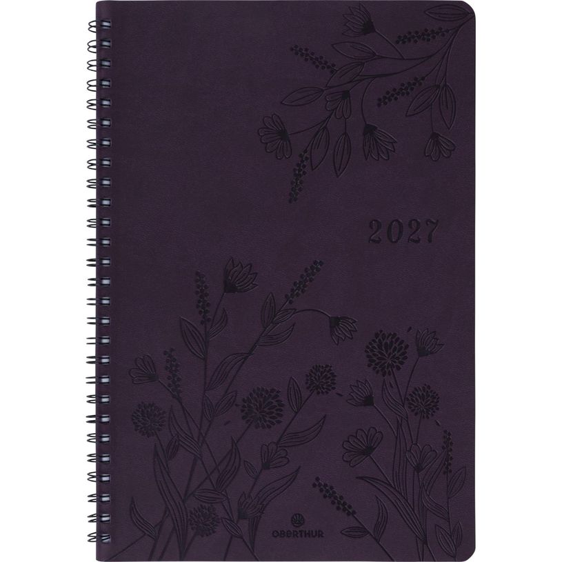 3664447229331-Agenda à spirale Primrose - 1 semaine sur 2 pages - 17 x 24,5 cm - violet - Oberthur--0