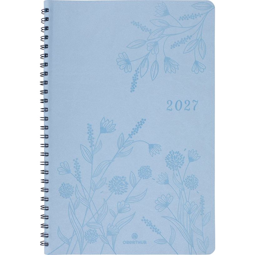 3664447229355-Agenda à spirale Primrose - 1 semaine sur 2 pages - 17 x 24,5 cm - bleu ciel - Oberthur--0