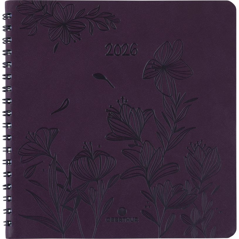 3664447204949-Agenda à spirale Primrose - 1 semaine sur 2 pages - 16,5 x 16,5 cm - lilas - Oberthur--0