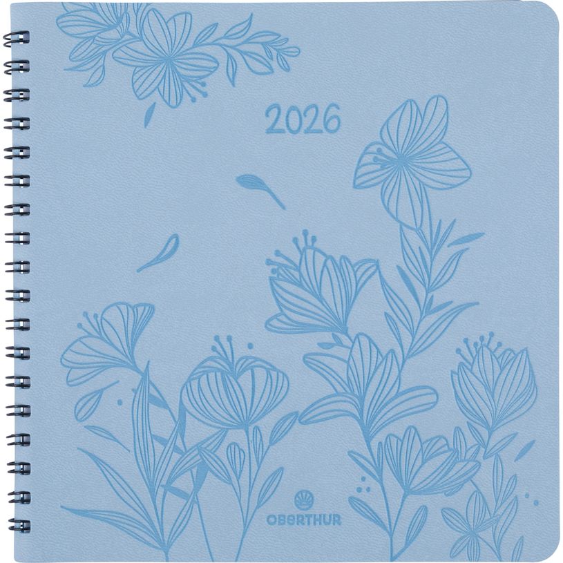 3664447204963-Agenda à spirale Primrose - 1 semaine sur 2 pages - 16,5 x 16,5 cm - corail - Oberthur--0