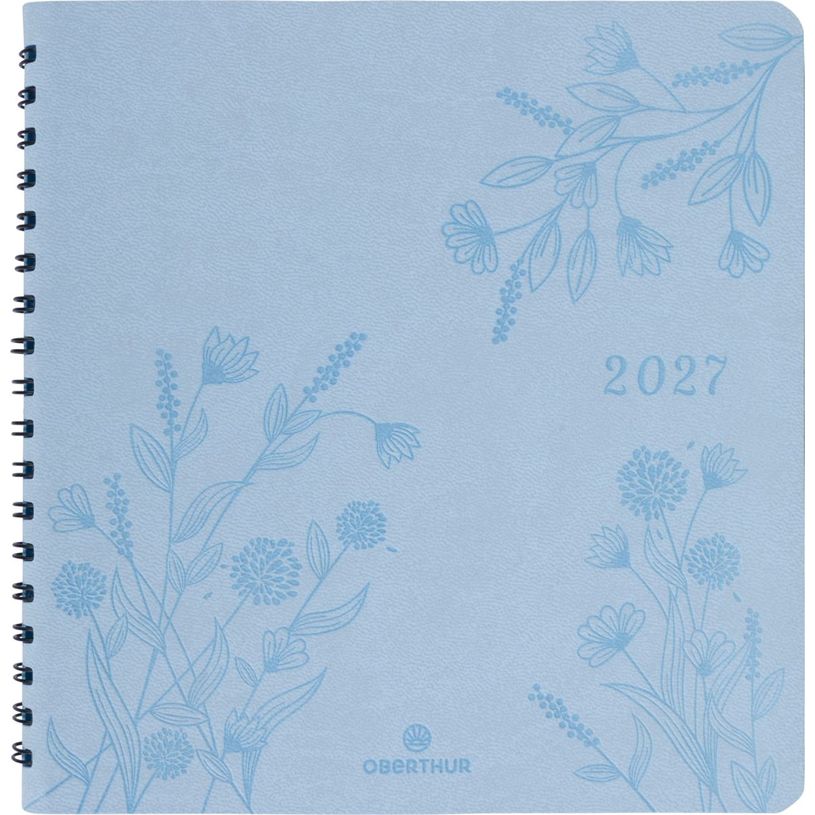 3664447229409-Agenda à spirale Primrose - 1 semaine sur 2 pages - 16,5 x 16,5 cm - bleu ciel - Oberthur--0