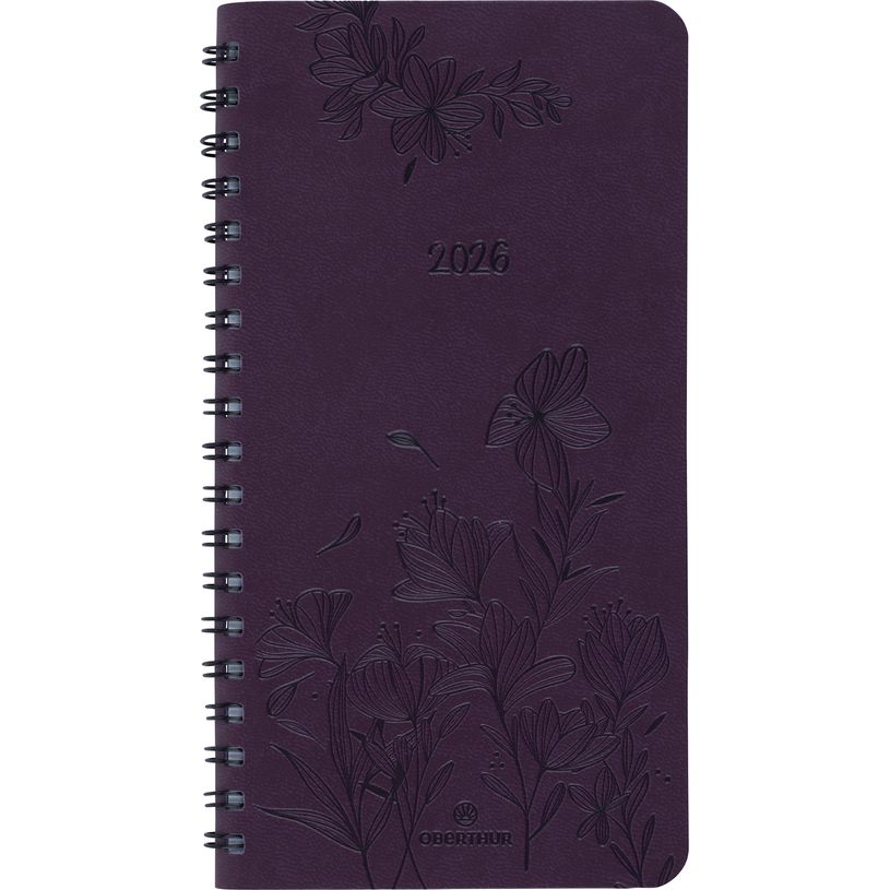 3664447204994-Agenda de poche spiralé Primrose - 1 semaine sur 2 pages - 9,5 x 17 cm - lilas - Oberthur--0