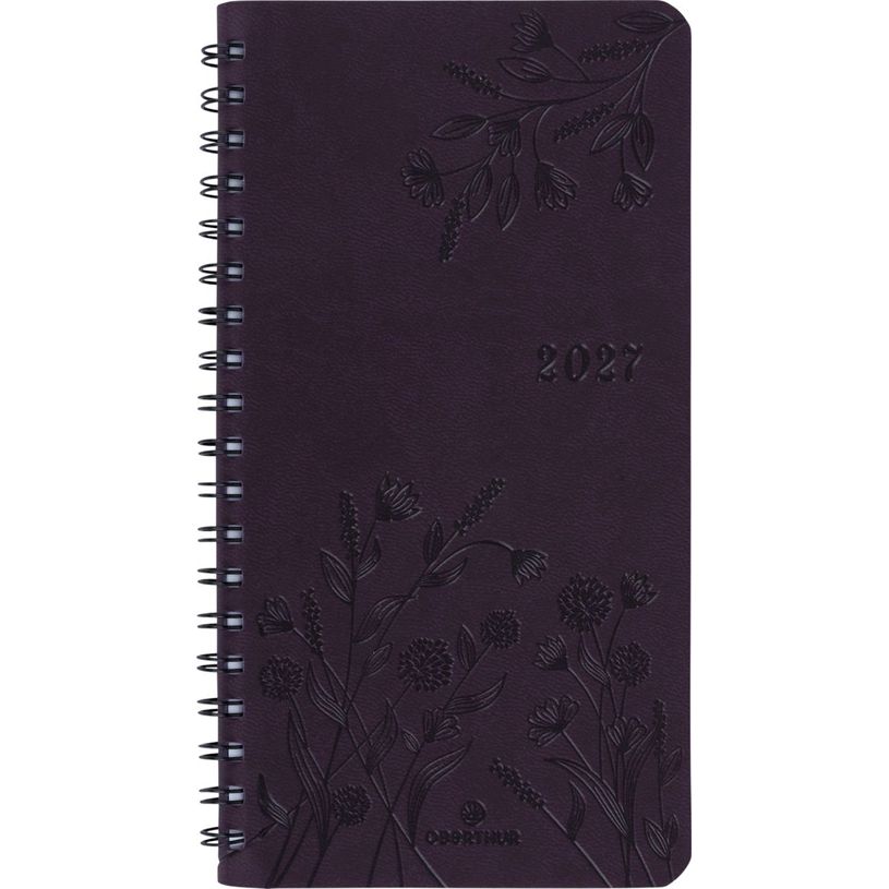 3664447229430-Agenda de poche spiralé Primrose - 1 semaine sur 2 pages - 9,5 x 17 cm - violet - Oberthur--0