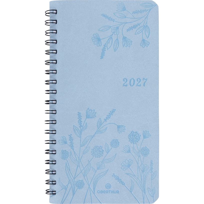 3664447229454-Agenda de poche spiralé Primrose - 1 semaine sur 2 pages - 9,5 x 17 cm - bleu ciel - Oberthur--0