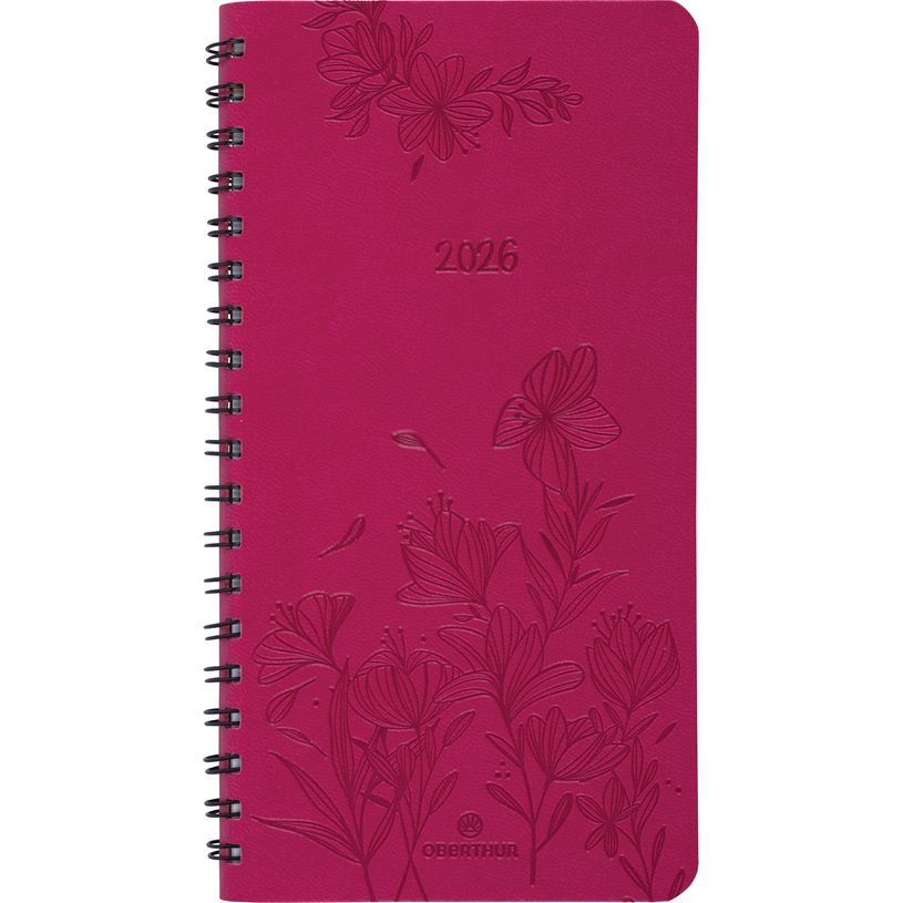 3664447205021-Agenda de poche spiralé Primrose - 1 semaine sur 2 pages - 9,5 x 17 cm - fuchsia - Oberthur--0