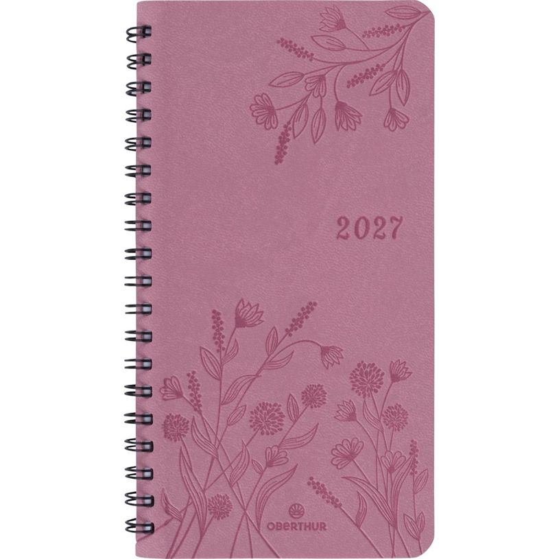 3664447229461-Agenda de poche spiralé Primrose - 1 semaine sur 2 pages - 9,5 x 17 cm - bois de rose - Oberthur--0