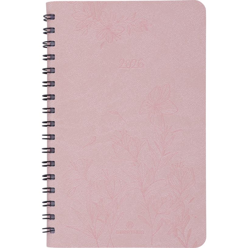 3664447205052-Agenda de poche spiralé Primrose - 1 semaine sur 2 pages - 10 x 15 cm - rose - Oberthur--0