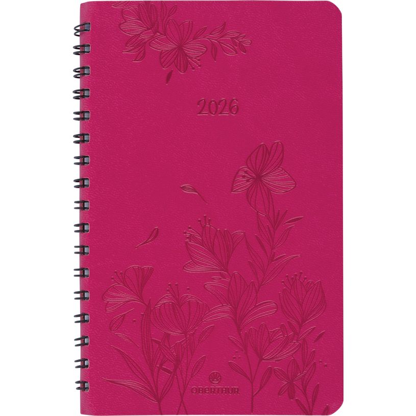3664447205076-Agenda de poche spiralé Primrose - 1 semaine sur 2 pages - 10 x 15 cm - fuchsia - Oberthur--0