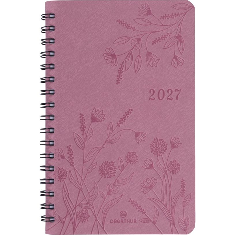 3664447229515-Agenda de poche spiralé Primrose - 1 semaine sur 2 pages - 10 x 15 cm - bois de rose - Oberthur--0