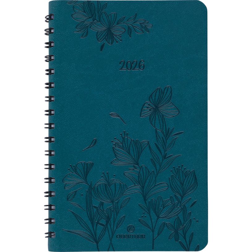 3664447205083-Agenda de poche spiralé Primrose - 1 semaine sur 2 pages - 10 x 15 cm - vert canard - Oberthur--0