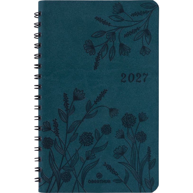 3664447229522-Agenda de poche spiralé Primrose - 1 semaine sur 2 pages - 10 x 15 cm - vert canard - Oberthur--0