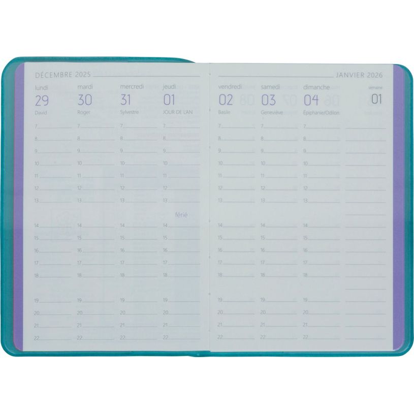 3664447228143-Agenda Colornote - 1 semaine sur 2 pages - 10 x 15 cm - turquoise - Oberthur--1
