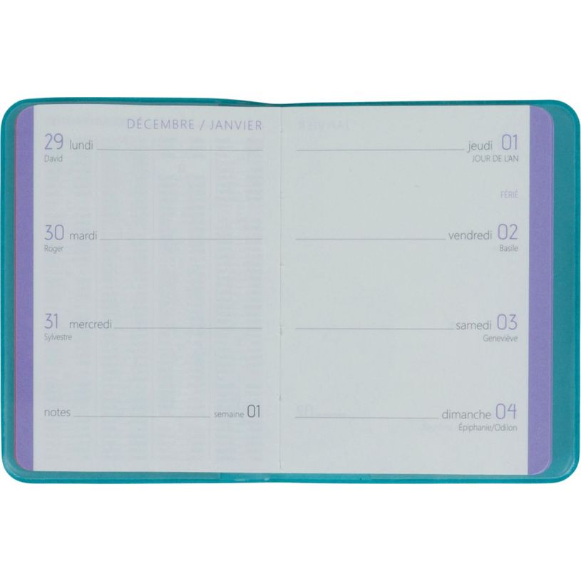 3664447228204-Agenda Colornote - 1 semaine sur 2 pages - 7,5 x 10,5 cm - bleu turquoise - Oberthur--1