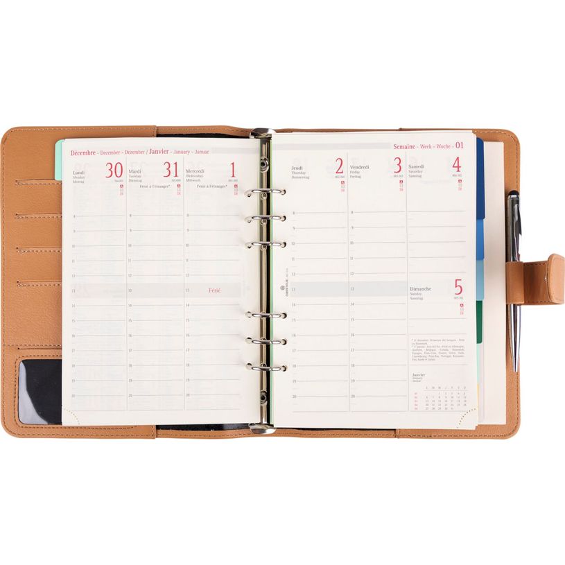3664447233130-Organiseur Milano - 19 x 23 cm - camel - Oberthur--1