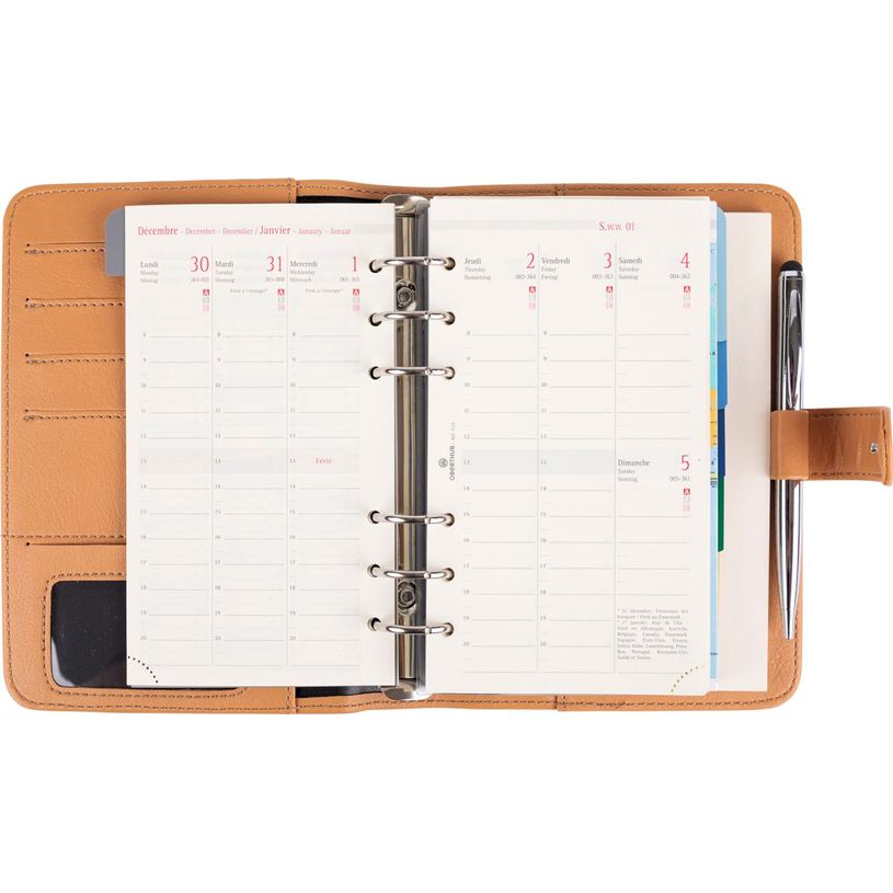 3664447233338-Organiseur Milano - 14 x 18,5 cm - camel - Oberthur--1