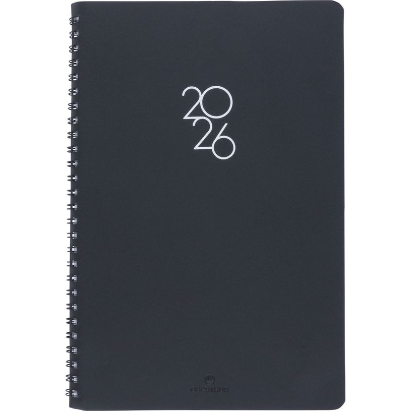 3664447208732-Agenda à spirale Portland - 1 semaine sur 2 pages - 17 x 24,5 cm - noir - Oberthur--0