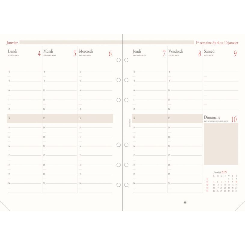 3664447232881-Oberthur - Recharge pour organiseur - 1 semaine sur 2 pages (semainier français) - 15 x 21 cm--0