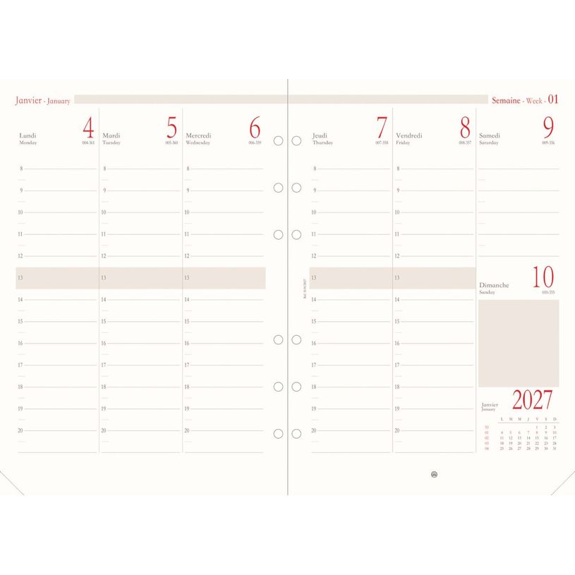 3664447232898-Oberthur - Recharge pour organiseur - 1 semaine sur 2 pages (semainier international) - 14,5 x 23,5 cm--0
