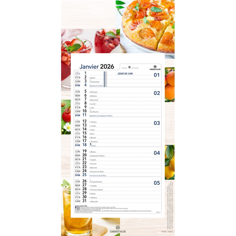 3664447209371-Calendrier mensuel en papier sur plaque nova - 16 x 33 cm - différents modèles disponibles - Oberthur--2