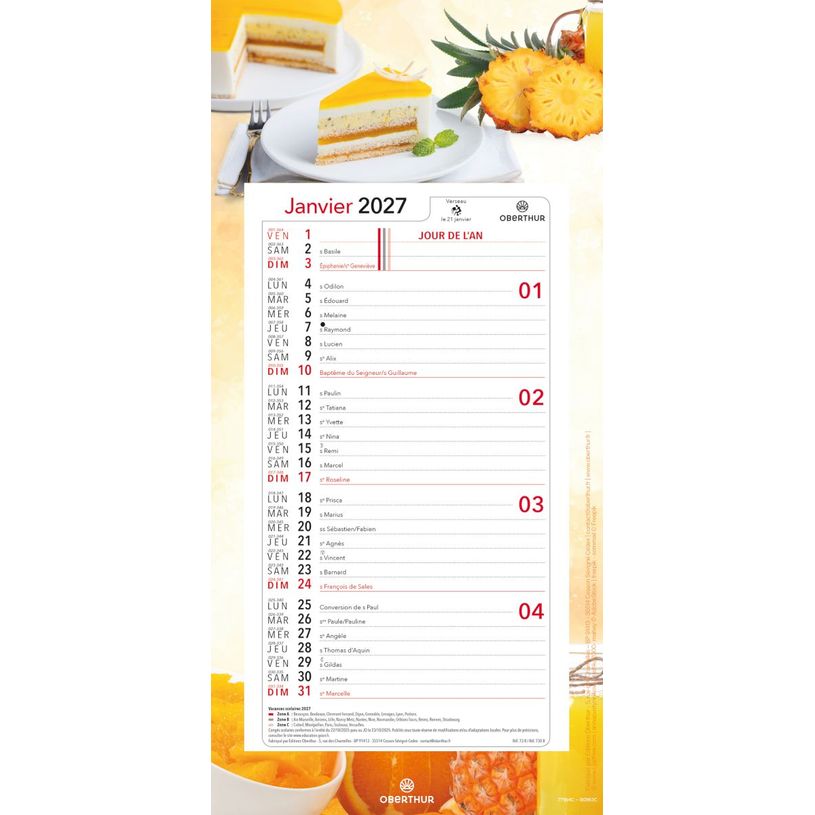 3664447231624-Calendrier mensuel en papier sur plaque nova - 16 x 33 cm - différents modèles disponibles - Oberthur--2
