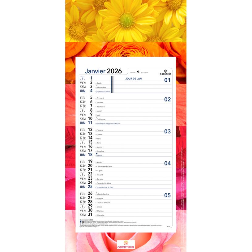 3664447209371-Calendrier mensuel en papier sur plaque nova - 16 x 33 cm - différents modèles disponibles - Oberthur--3