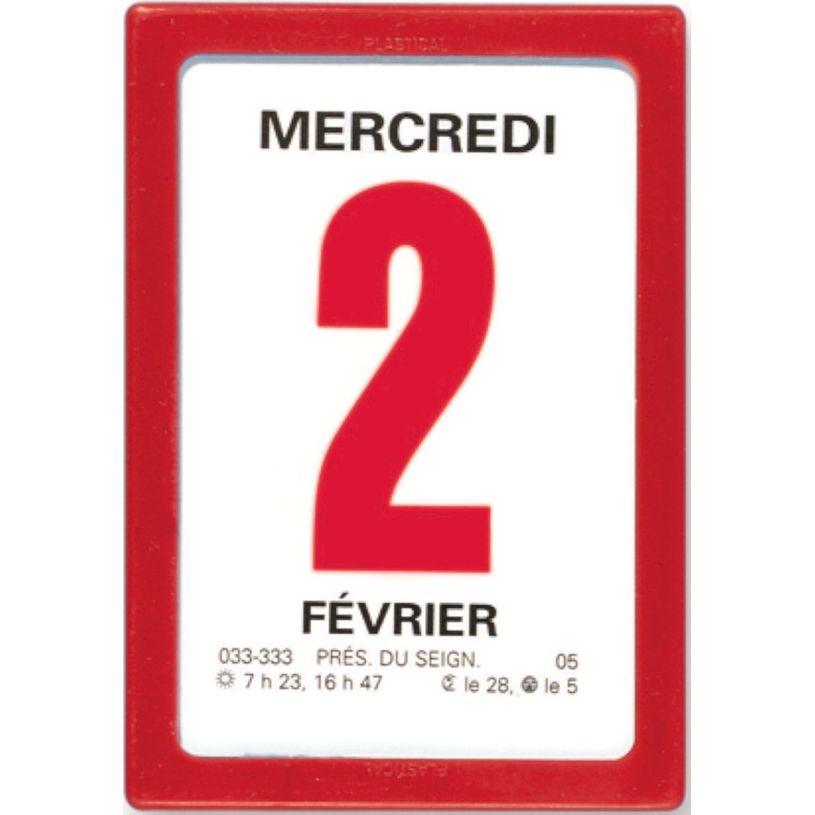 3664447231426-Oberthur - Bloc éphéméride classique - 6 x 9 cm - rouge--0